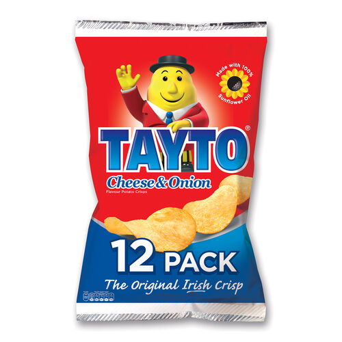 Tayto Tayto Cheese & Onion Flavour Potato Crisps 12 Pack 300g