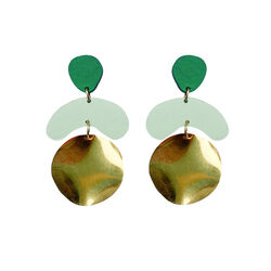 Shock Of Grey Megadrop Earrings in Sage and Emerald