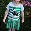 Traditional Craft Kids White/Emerald Green Stripe 2 Way Sequin Sheep Kids Dress  9/10