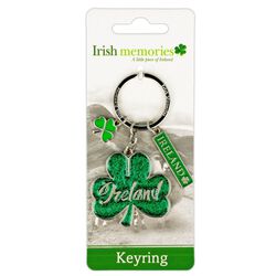 Irish Memories Glitter Ireland Shamrock Keyring