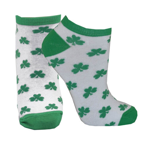 Souvenir White/Green Shamrock Ladies Socks