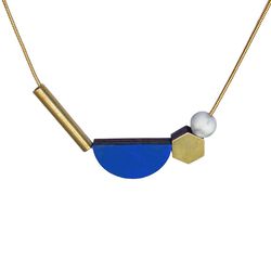 Shock Of Grey Multishape plus Necklace in Cobalt Blue and Marble