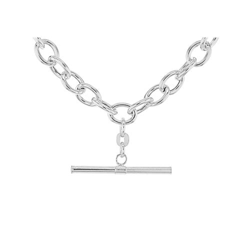 Scribble and Stone Silver T-Bar Necklace