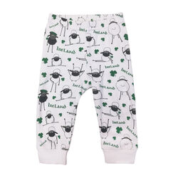 Traditional Craft Kids White Overall Print Sheep Baby Leggings  1/2