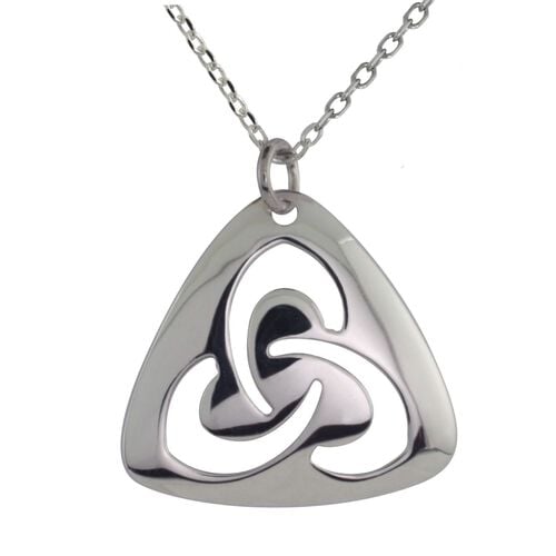 JMH Sterling Silver Contemporary Trinity Knot Necklace 18 Inch Chain