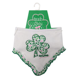 Traditional Craft Kids White/Overall Print Shamrock Applique Bib  One Size