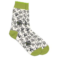 Fashion Flo White and Green Sheep Print Ladies Socks One Size