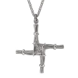 JMH Sterling Silver St Brigids Cross Necklace. 18 Inch Chain