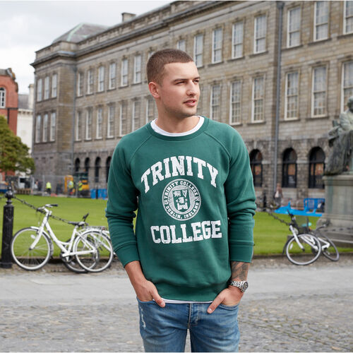 Trinity Bottle Green & White Trinity College Crest Sweatshirt  XS