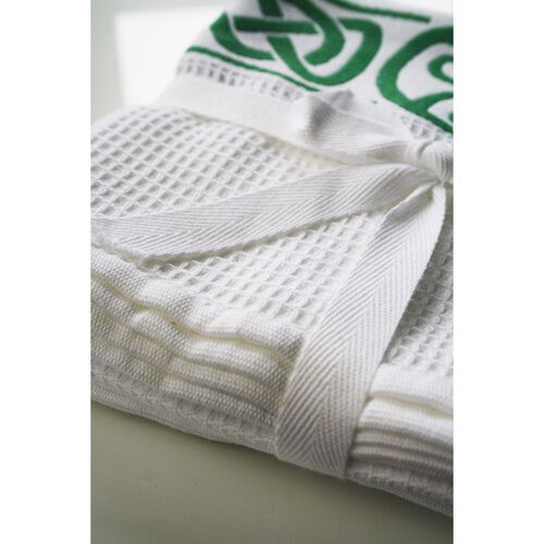 Irish Memories Cotton Shamrock Chain Waffle Tea Towel