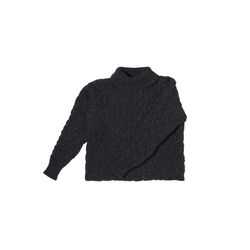 McConnell Woolen Mills Turtle Neck Cropped Aran Colour Charcoal M