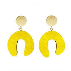 Shock Of Grey D Doodle Earrings in Yellow