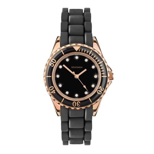 Sekonda Watches Classic Ladies Dress Watch 4743 Black / Rose Gold
