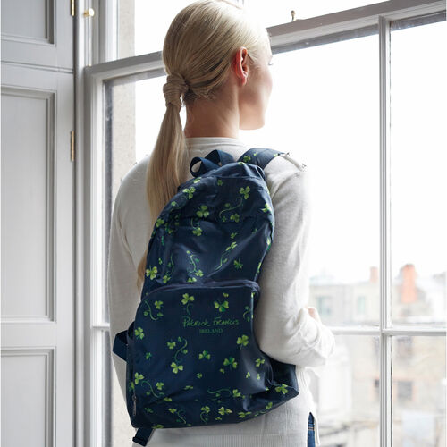 Patrick Francis Navy All Over Shamrock Foldable Backpack One size