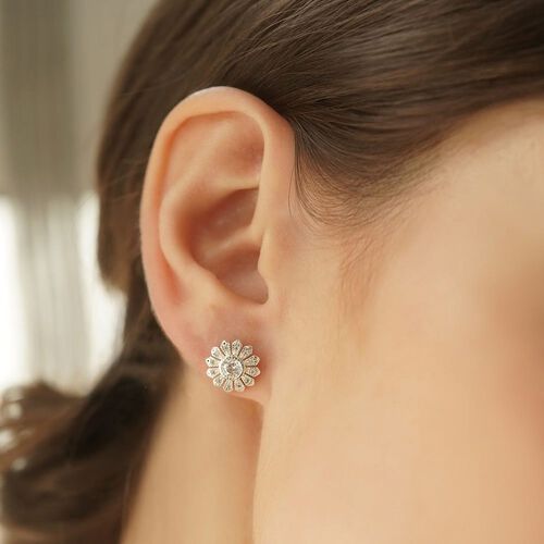 Newbridge Flower Earrings Clear Stone