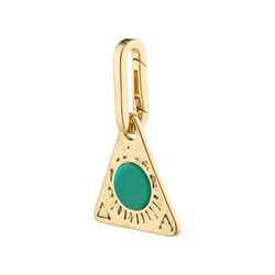 Pilgrim CHARM recycled triangle pendant, green/gold-plated