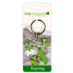 Irish Memories Green Clover Charm Keyring