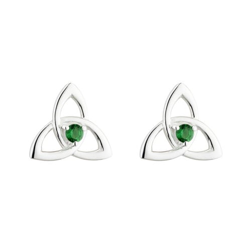 Irish Memories IRM Green Crystal Trinity Stud Earrings