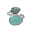 Juvi Designs Coba Ring in sterling silver with an Aqua Chalcedonyx and Labradorite gemstone Size 6