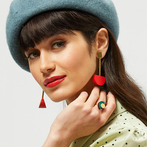 Shock Of Grey Belinda Earrings In Red