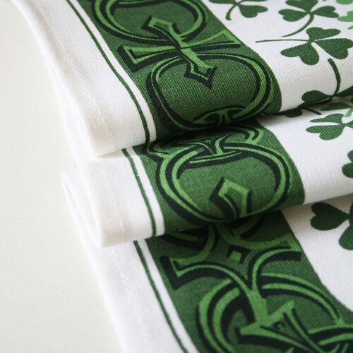 Irish Memories Natural Linen Shamrock Tea Towel