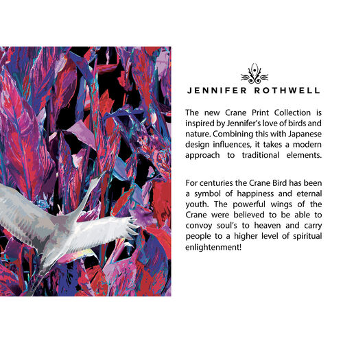 Jennifer Rothwell Red Crane Silk Neck or Head Scarf  54x54cm