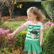 Traditional Craft Kids White/Emerald Green Stripe 2 Way Sequin Sheep Kids Dress  9/10