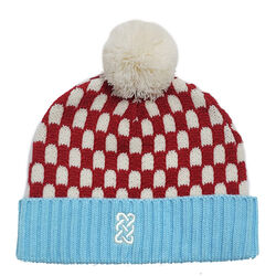 Patrick Francis Patrick Francis Kids Burgundy and Blue Spotty Knitted Hat 7/10