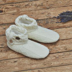 Aran Woollen Mills Adult Knitted Boot Slipper White S
