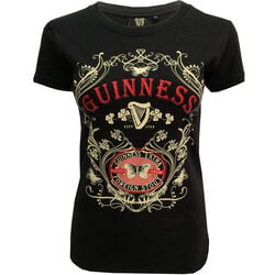 Guinness Guinness Black Ladies T-Shirt With Butterfly Design 