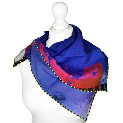 Clare O' Connor 100% Bamboo Blue Handrolled Square Scarf 70x70cm