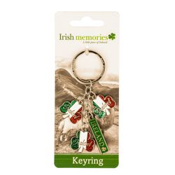 Irish Memories Tricolor Shamrock Charm Keyring