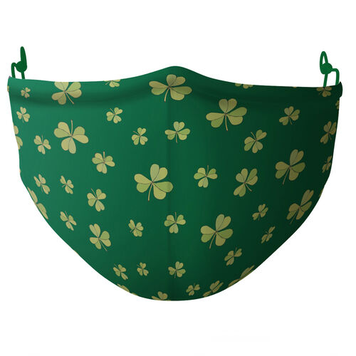 Traditional Craft Adults Bottle Green All Over Shamrock Adults Facemask  One Size