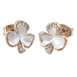 Trinity Trinity & Co. Jewellery Rose/Whitematt Clear CZ Shamrock Earrings