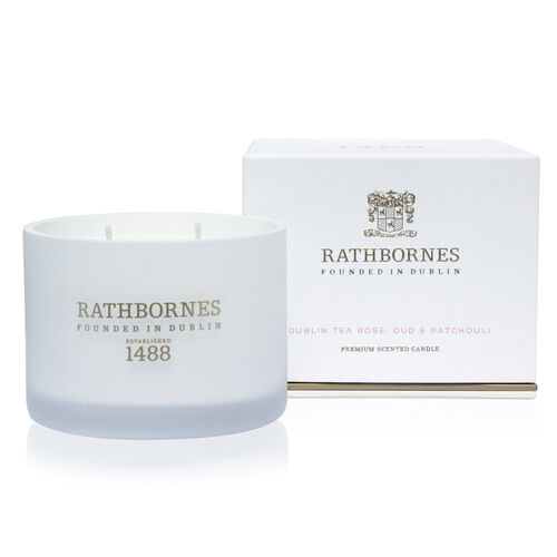 Rathborne Dublin Tea Rose, Oud and Patchouli Scented Classic Candle