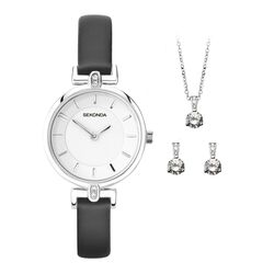 Sekonda Watches Classic Ladies Gift set 2672G Silver / Black strap