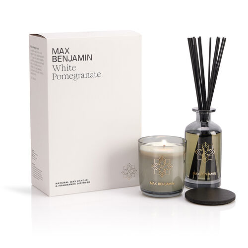 Max Benjamin White Pomegranate Candle & Diffuser Gift Set