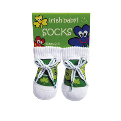 Traditional Craft Kids White Green Booties Baby Socks