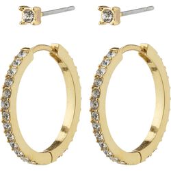 Pilgrim VERONICA recycled crystal earrings 2-in-1 set gold-plated