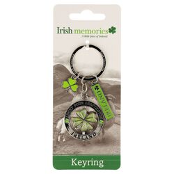 Irish Memories Green Clover Spinning Keyring