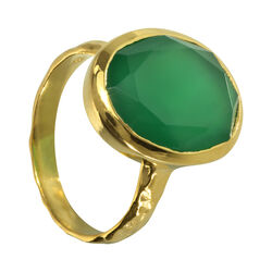 Juvi Designs Lago Ring in gold plated sterling silver with a Green Onyx gemstone Size 6