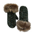 Patrick Francis Bottle Green Speckled Wool Mitten With Fur 