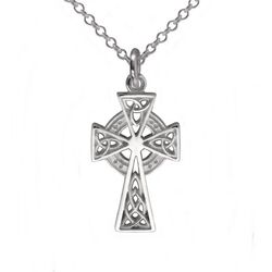 JMH Sterling Silver Filagree Celtic Cross 18 Inch Chain