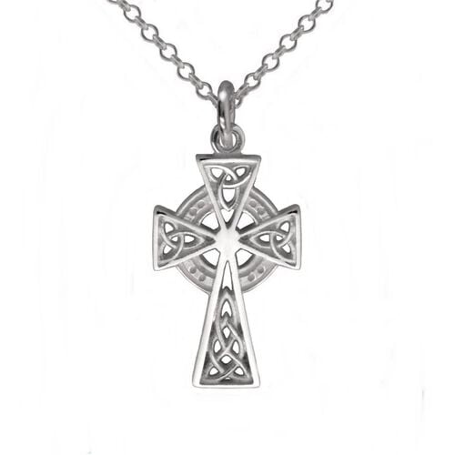 JMH Sterling Silver Filagree Celtic Cross 18 Inch Chain