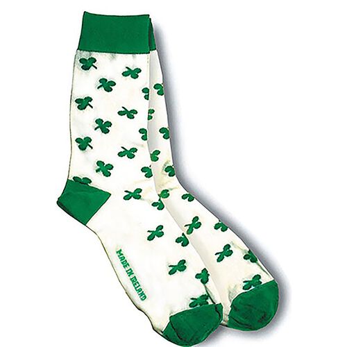 Fashion Flo White and Green Shamrock Socks  One Size