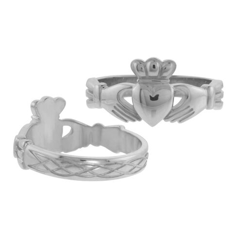JMH Sterling Silver Claddagh ring with celtic knot detail Size 6 