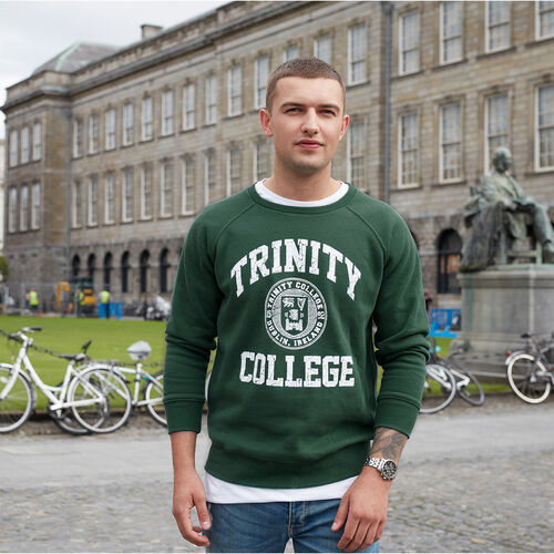 Trinity Bottle Green & White Trinity College Crest Sweatshirt  XS