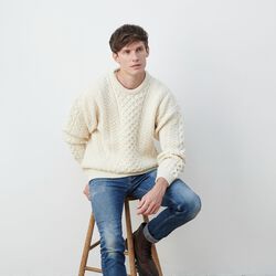 Aran Woollen Mills Traditional Aran Sweater White XS