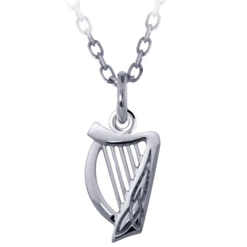 JMH Sterling Silver Double sided Harp Necklace 18 Inch Chain
