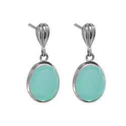 Juvi Designs Baja Earring in sterling silver with an Aqua Chalcedony gemstone